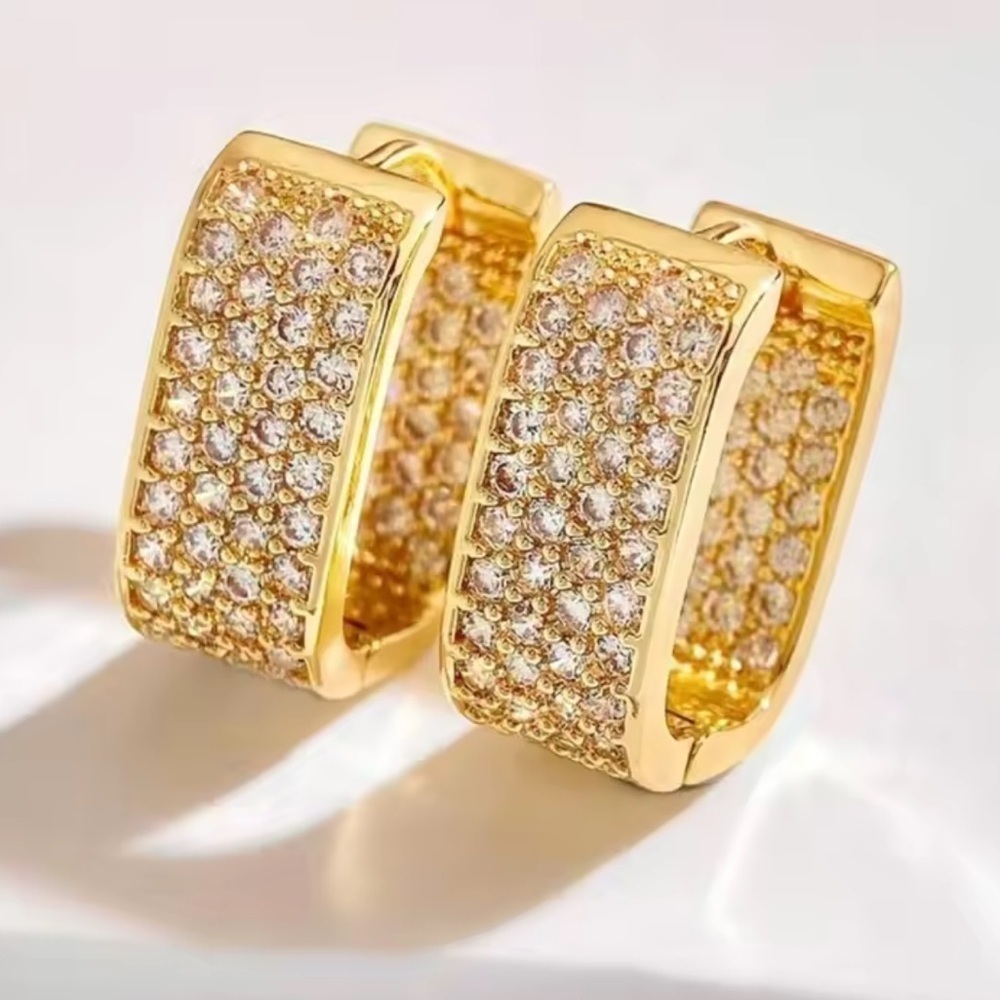 Zara copper zircon 18k Gold color lux Hoop Earrings